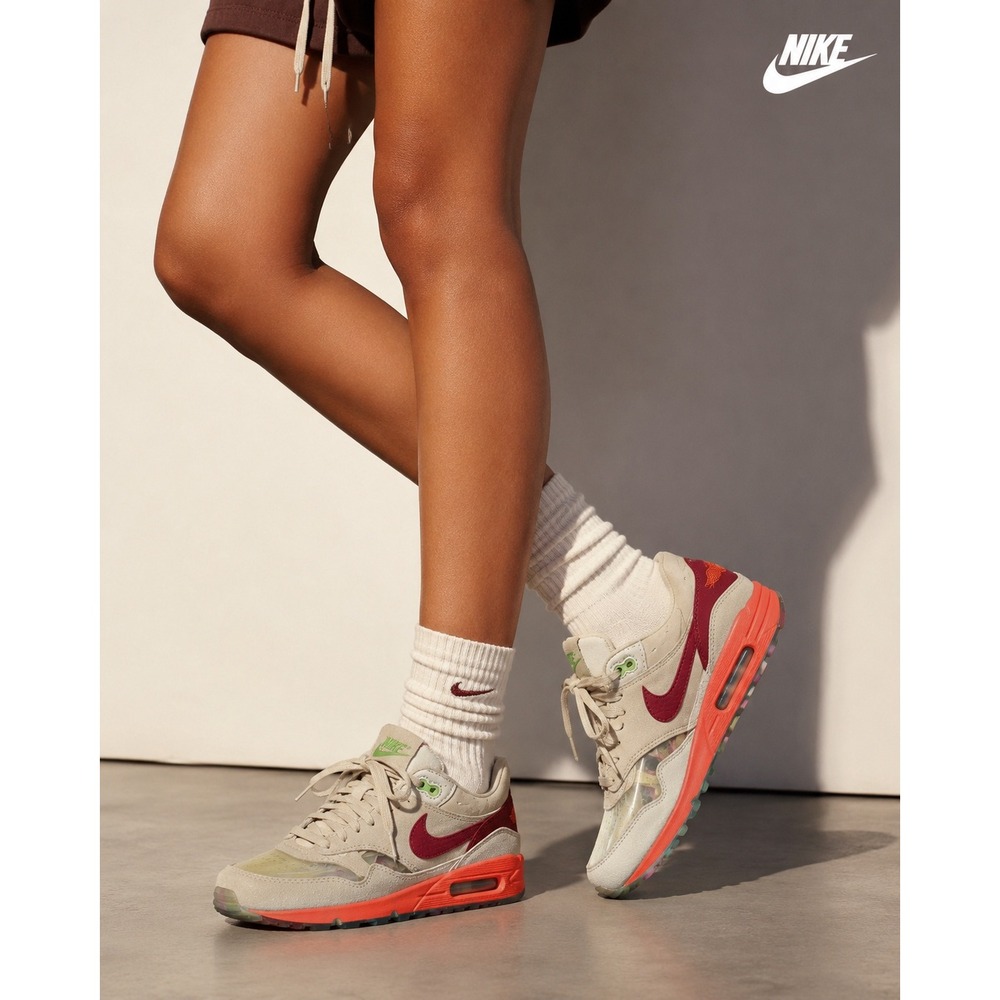 Nike Air Max 1 Clot Kiss of Death 2021 Net Deep Red Orange DD1870-100 Size 5.5